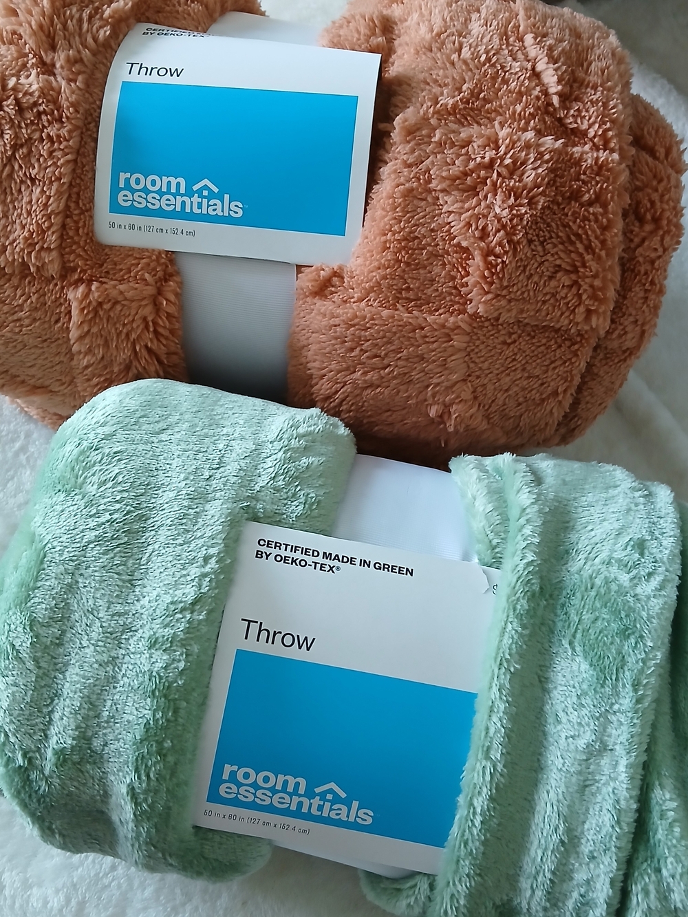Room Essentials Plush Throw - Mint Green OR Rust Orange 50" x 60"